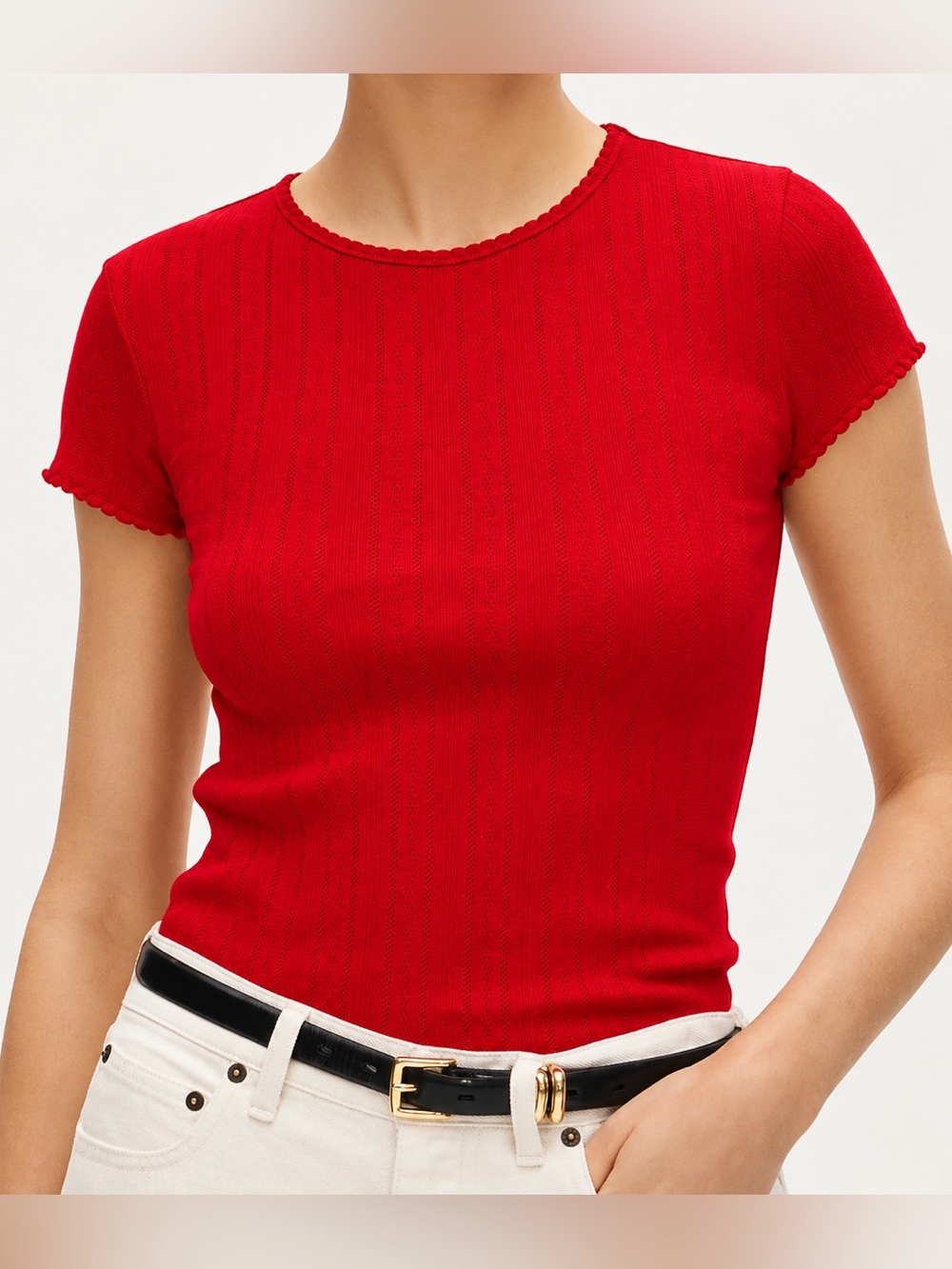J.CREW Pointelle short-sleeve T-shirt